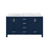 Lexora Jacques 60 in. W Navy Blue Double Sink Vanity Cabinet and Carrara Marble Top - LJ342260DEDS000