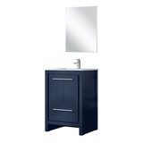 Lexora Lafarre 24 inch W x 20 in D Navy Blue Bath Vanity Cabinet, Cultured Marble Top, Brushed Nickel Faucet Set and 18 in Mirror - LVLF24SNB312