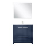 Lexora Lafarre 36 inch W x 20 in D Navy Blue Bath Vanity Cabinet, Cultured Marble Top, Brushed Nickel Faucet Set and 28 in Mirror - LVLF36SNB312
