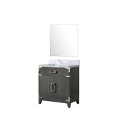 Lexora Laurel 30 inch W Black Oak Vanity Cabinet Carrara Marble Countertop and 28 in Mirror - LVL30SJ110