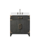 Lexora Laurel 30 inch W Black Oak Vanity Cabinet, White Quartz Top, and Faucet Set - LVL30SJ201