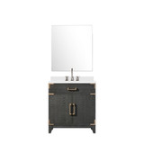 Lexora Laurel 30 inch W Black Oak Vanity Cabinet White Quartz Countertop, 28 in Mirror and Faucet Set - LVL30SJ211