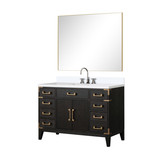 Lexora Laurel 48 inch W Black Oak Vanity Cabinet, Cultured Marble Top, Faucet Set, and 46 in Mirror - LVL48SJ311
