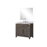 Lexora Laurel 36 inch W Brown Oak Vanity Cabinet Carrara Marble Countertop, 34 in Mirror and Faucet Set - LVL36SK111