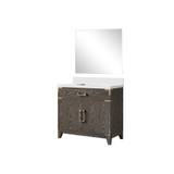 Lexora Laurel 36 inch W Brown Oak Vanity Cabinet White Quartz Countertop and 34 in Mirror - LVL36SK210