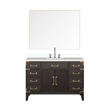 Lexora Laurel 48 inch W Brown Oak Vanity Cabinet, Cultured Marble Top, Faucet Set, and 46 in Mirror - LVL48SK311