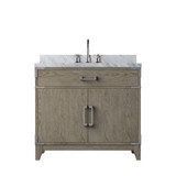 Lexora Laurel 36 inch W Grey Oak Vanity Cabinet, Carrara Marble Top, and Faucet Set - LVL36SR101