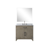 Lexora Laurel 36 inch W Grey Oak Vanity Cabinet Carrara Marble Countertop, 34 in Mirror and Faucet Set - LVL36SR111