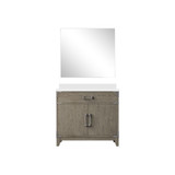 Lexora Laurel 36 inch W Grey Oak Vanity Cabinet White Quartz Countertop and 34 in Mirror - LVL36SR210