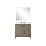 Lexora Laurel 36 inch W Grey Oak Vanity Cabinet Cultured Marble Countertop, 34 in Mirror and Faucet Set - LVL36SR311