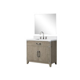 Lexora Laurel 36 inch W Grey Oak Vanity Cabinet Cultured Marble Countertop, 34 in Mirror and Faucet Set - LVL36SR311