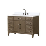 Lexora Laurel 48 inch W Grey Oak Vanity Cabinet, White Quartz Top, and Faucet Set - LVL48SR201