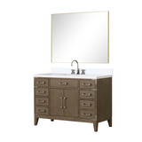 Lexora Laurel 48 inch W Grey Oak Vanity Cabinet, Cultured Marble Top, Faucet Set, and 46 in Mirror - LVL48SR311