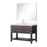 Lexora Norwalk 48 inch W Brown Oak Vanity Cabinet, Cultured Marble Top, Faucet Set, and 46 in Mirror - LVN48SK311