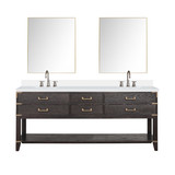 Lexora Norwalk 80 inch W Brown Oak Double Sink Vanity Cabinet, Cultured Marble Top, Faucet Set, and 36 in Mirrors - LVN80DK311