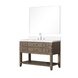 Lexora Norwalk 48 inch W Grey Oak Vanity Cabinet, White Quartz Top, Faucet Set, and 46 in Mirror - LVN48SR211