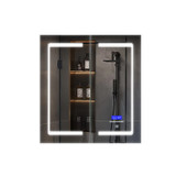 Lexora Bracciano 24 in. W x 28 in. H Surface-Mount LED Mirror Medicine Cabinet with Defogger - LB2428LEDMC
