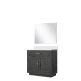 Lexora Abbey 36 inch W Black Oak Vanity Cabinet Cultured Marble Countertop and 34 in Mirror - LVA36SJ310