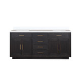 Lexora Abbey 72 inch W Black Oak Double Sink Vanity Cabinet and Cultured Marble Top - LVA72DJ300