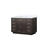 Lexora Abbey 48 inch W Brown Oak Vanity Cabinet and Cultured Marble Top - LVA48SK300
