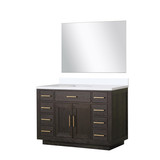 Lexora Abbey 48 inch W Brown Oak Vanity Cabinet, Cultured Marble Top, and 46 in Mirror - LVA48SK310