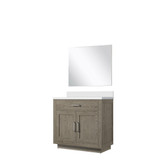 Lexora Abbey 36 inch W Grey Oak Vanity Cabinet Cultured Marble Countertop and 34 in Mirror - LVA36SR310