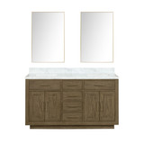 Lexora Abbey 60 inch W Grey Oak Double Sink Vanity Cabinet, Carrara Marble Top, and 28 in Mirrors - LVA60DR110