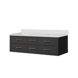 Lexora Castor 60 inch W Black Double Sink Wall Hung Vanity Cabinet and Cultured Marble Top - LVC60DL300