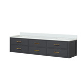 Lexora Castor 80 inch W Black Double Sink Wall Hung Vanity Cabinet and White Quartz Top - LVC80DL200