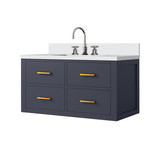 Lexora Castor 36 inch W Blue Single Bath Wall Hung Vanity Cabinet, Cultured Marble Top, and Faucet Set - LVC36SE301