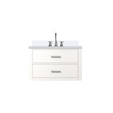 Lexora Castor 30 inch W White Single Bath Wall Hung Vanity Cabinet, Cultured Marble Top, and Faucet Set - LVC30SA301