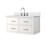 Lexora Castor 36 inch W White Single Bath Wall Hung Vanity Cabinet, Cultured Marble Top, and Faucet Set - LVC36SA301