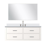 Lexora Castor 48 inch W White Single Bath Wall Hung Vanity Cabinet White Quartz Countertop, 43 in Mirror and Faucet Set - LVC48SA211