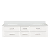 Lexora Castor 72 inch W White Double Sink Wall Hung Vanity Cabinet and White Quartz Top - LVC72DA200