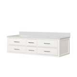 Lexora Castor 72 inch W White Double Sink Wall Hung Vanity Cabinet and White Quartz Top - LVC72DA200