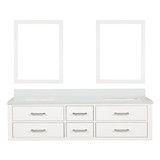 Lexora Castor 72 inch W White Double Sink Wall Hung Vanity Cabinet, White Quartz Top, and 34 in Mirrors - LVC72DA210