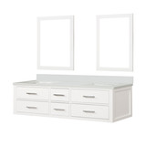 Lexora Castor 72 inch W White Double Sink Wall Hung Vanity Cabinet, Cultured Marble Top, and 34 in Mirrors - LVC72DA310