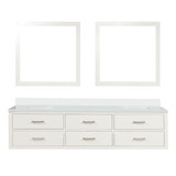 Lexora Castor 80 inch W White Double Sink Wall Hung Vanity Cabinet, White Quartz Top, and 36 in Mirrors - LVC80DA210