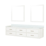 Lexora Castor 80 inch W White Double Sink Wall Hung Vanity Cabinet, White Quartz Top, and 36 in Mirrors - LVC80DA210