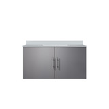 Lexora Geneva 36 in. W Dark Grey Wall Mount Bath Vanity Cabinet and White Quartz Top - LVG36SB200
