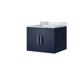 Lexora Geneva 24 in. W Navy Blue Wall Mount Bath Vanity Cabinet and Carrara Marble Top - LVG24SE100