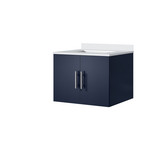 Lexora Geneva 24 in. W Navy Blue Wall Mount Bath Vanity Cabinet and White Quartz Top - LVG24SE200