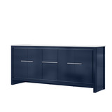 Lexora Lafarre 80 inch W x 20 in D Navy Blue Double Sink Vanity Cabinet and White Quartz Top - LVLF80DNB200
