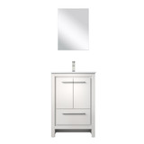 Lexora Lafarre 24 inch W x 20 in D White Bath Vanity Cabinet, White Quartz Top, Brushed Nickel Faucet Set and 18 in Mirror - LVLF24SW212