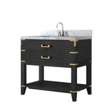 Lexora Norwalk 36 inch W Black Oak Vanity Cabinet, Carrara Marble Top, and Faucet Set - LVN36SJ101