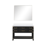 Lexora Norwalk 48 inch W Black Oak Vanity Cabinet, Cultured Marble Top, and 46 in Mirror - LVN48SJ310