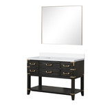 Lexora Norwalk 48 inch W Black Oak Vanity Cabinet, Cultured Marble Top, and 46 in Mirror - LVN48SJ310