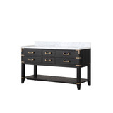Lexora Norwalk 60 inch W Black Oak Double Sink Vanity Cabinet and Carrara Marble Top - LVN60DJ100