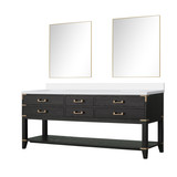Lexora Norwalk 80 inch W Black Oak Double Sink Vanity Cabinet, White Quartz Top, and 36 in Mirrors - LVN80DJ210