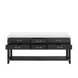 Lexora Norwalk 80 inch W Black Oak Double Sink Vanity Cabinet and Cultured Marble Top - LVN80DJ300